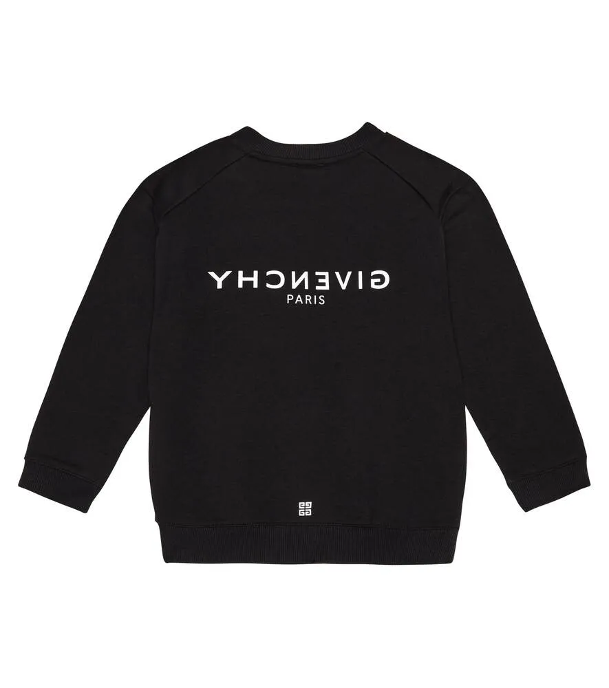 Givenchy Kids Logo Cotton Blend Sweatshirt, Black