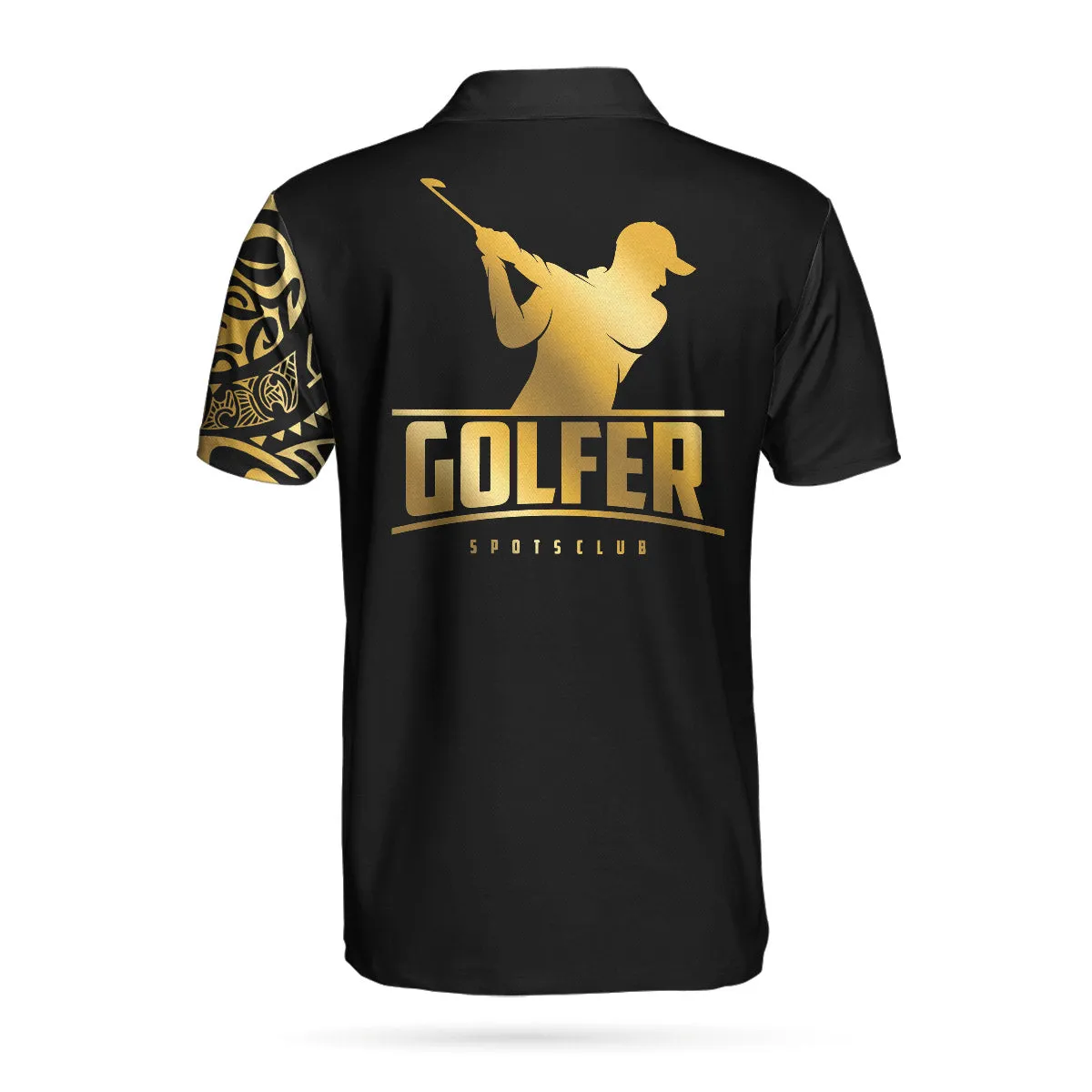 Golden Tattoo Golf Polo Shirt, Black And Golf Modern Greek Key Pattern Polo Shirt, Best Golf Shirt For Men Coolspod