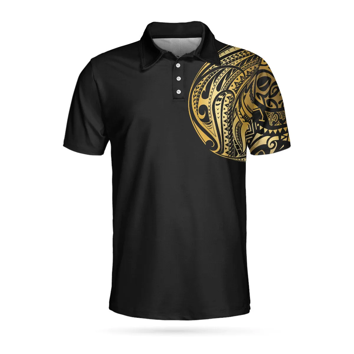 Golden Tattoo Golf Polo Shirt, Black And Golf Modern Greek Key Pattern Polo Shirt, Best Golf Shirt For Men Coolspod