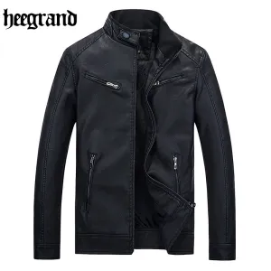 HEE GRAND Casual Fashion Leather Jacket for Men