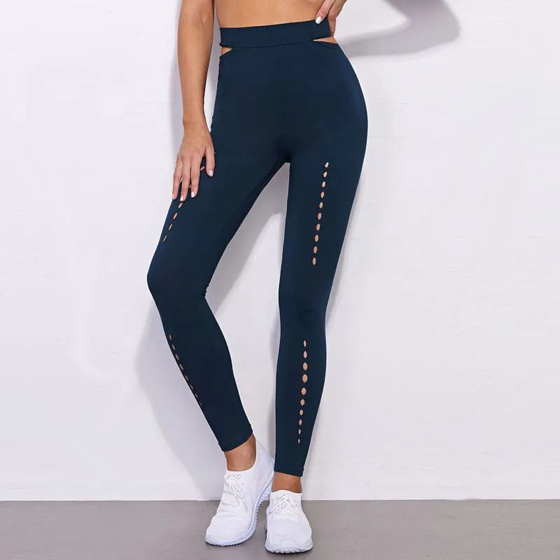 High-Waisted Yoga Slimming Sports High Elastic Hollowed-Out Sports Leggings