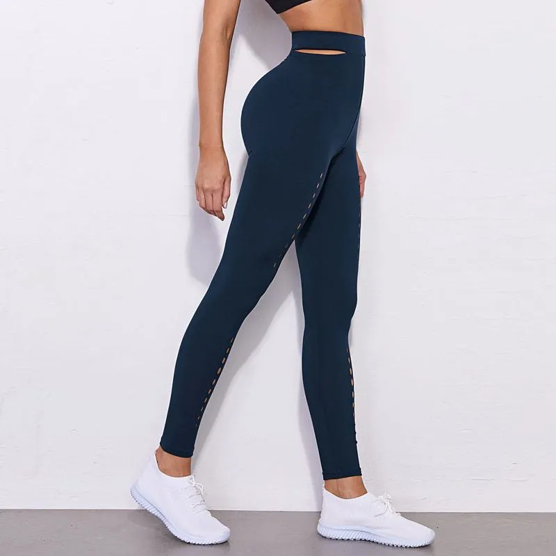 High-Waisted Yoga Slimming Sports High Elastic Hollowed-Out Sports Leggings