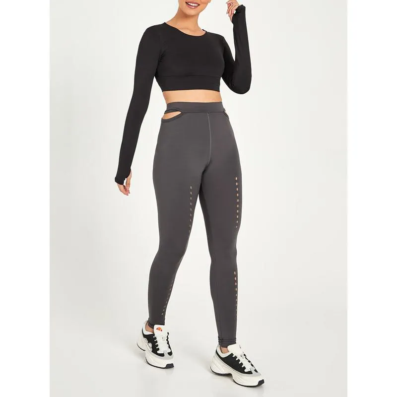 High-Waisted Yoga Slimming Sports High Elastic Hollowed-Out Sports Leggings