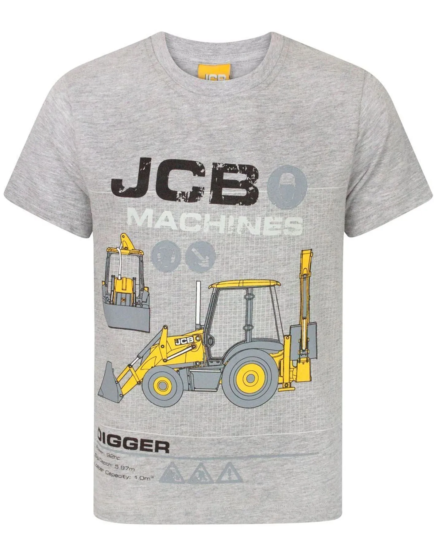 JCB Jcb Digger Boys Grey Short Sleeved T-Shirt