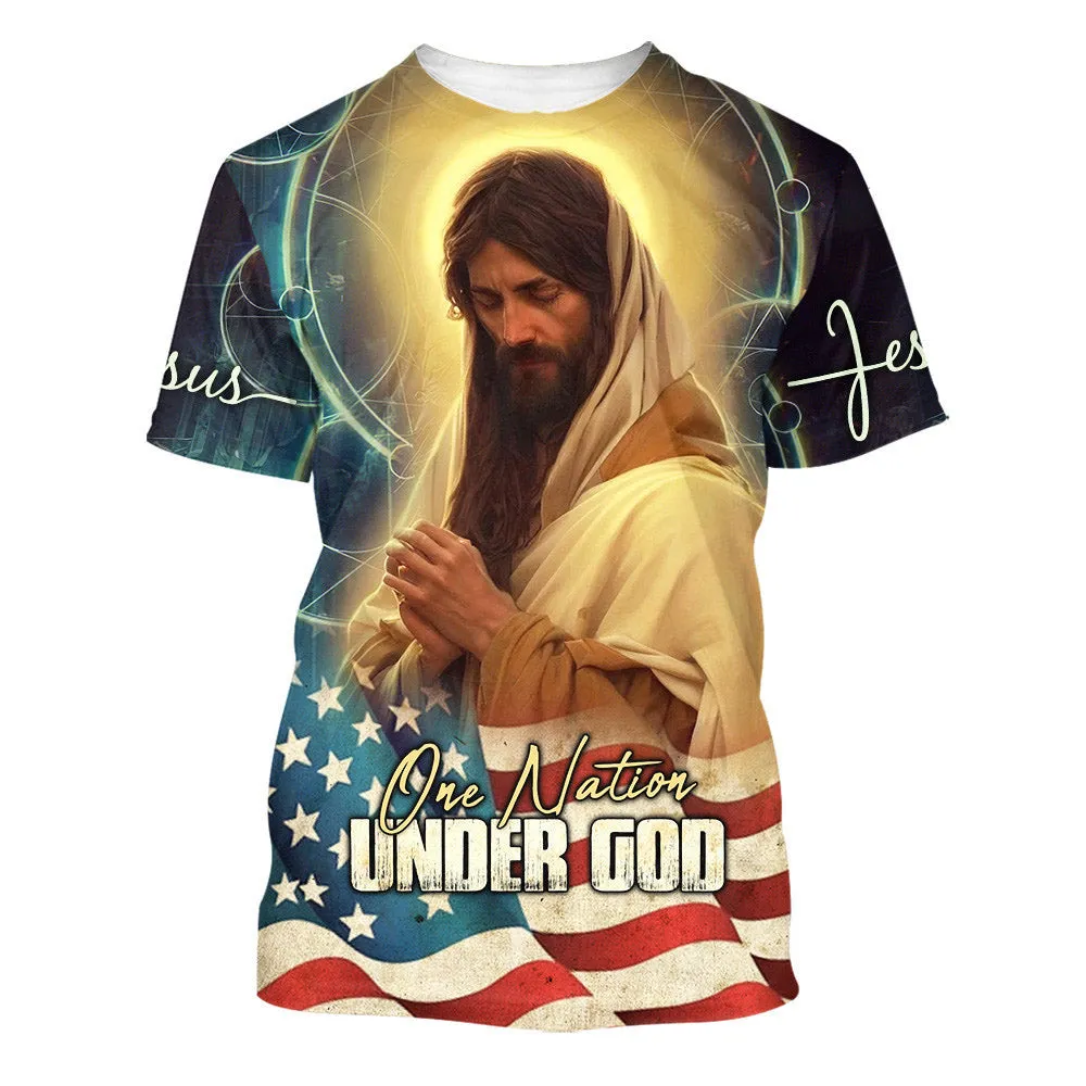 Jesus Pray One Nation Under God 3d All Over Print Shirt - Christian 3d Shirts For Men Women