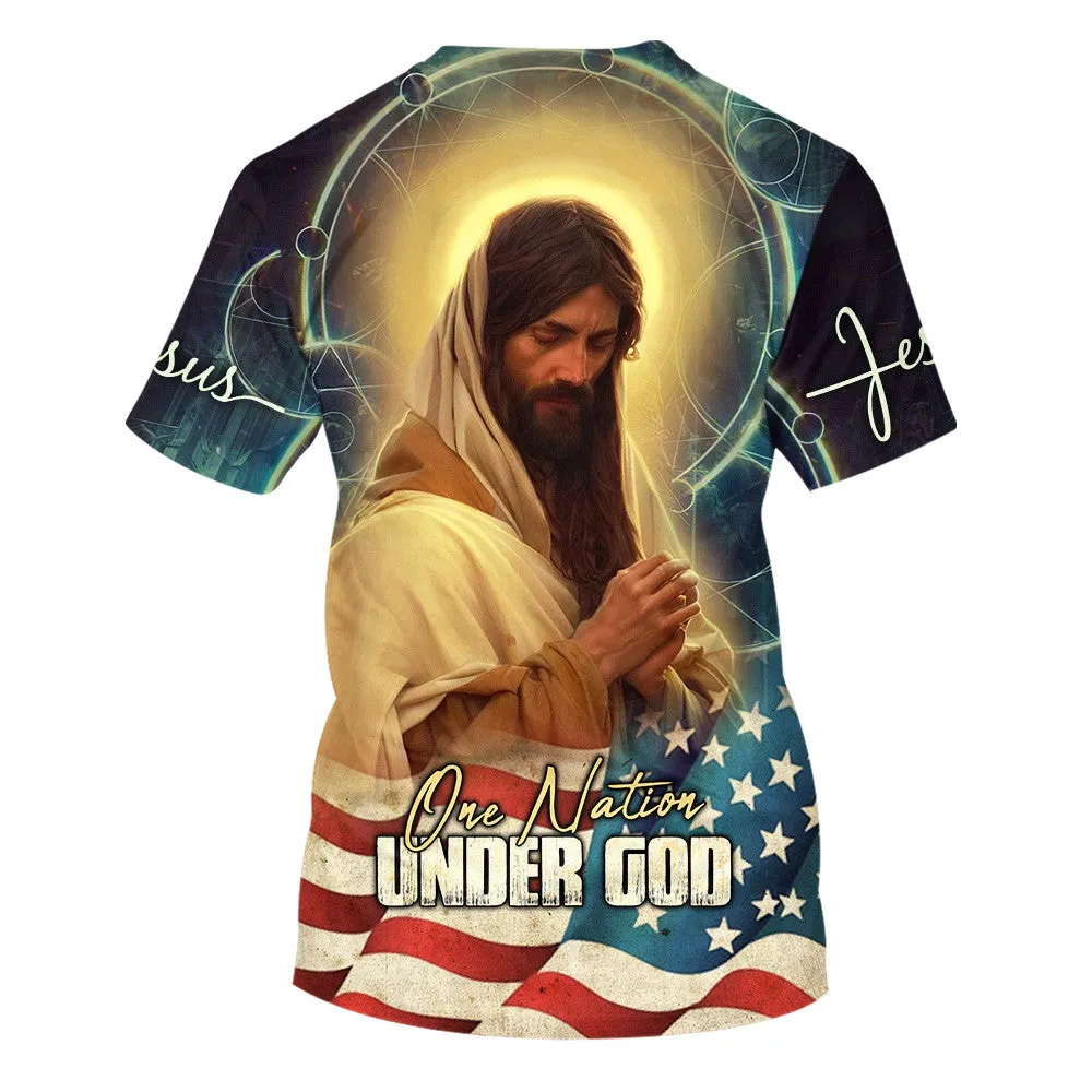 Jesus Pray One Nation Under God 3d All Over Print Shirt - Christian 3d Shirts For Men Women