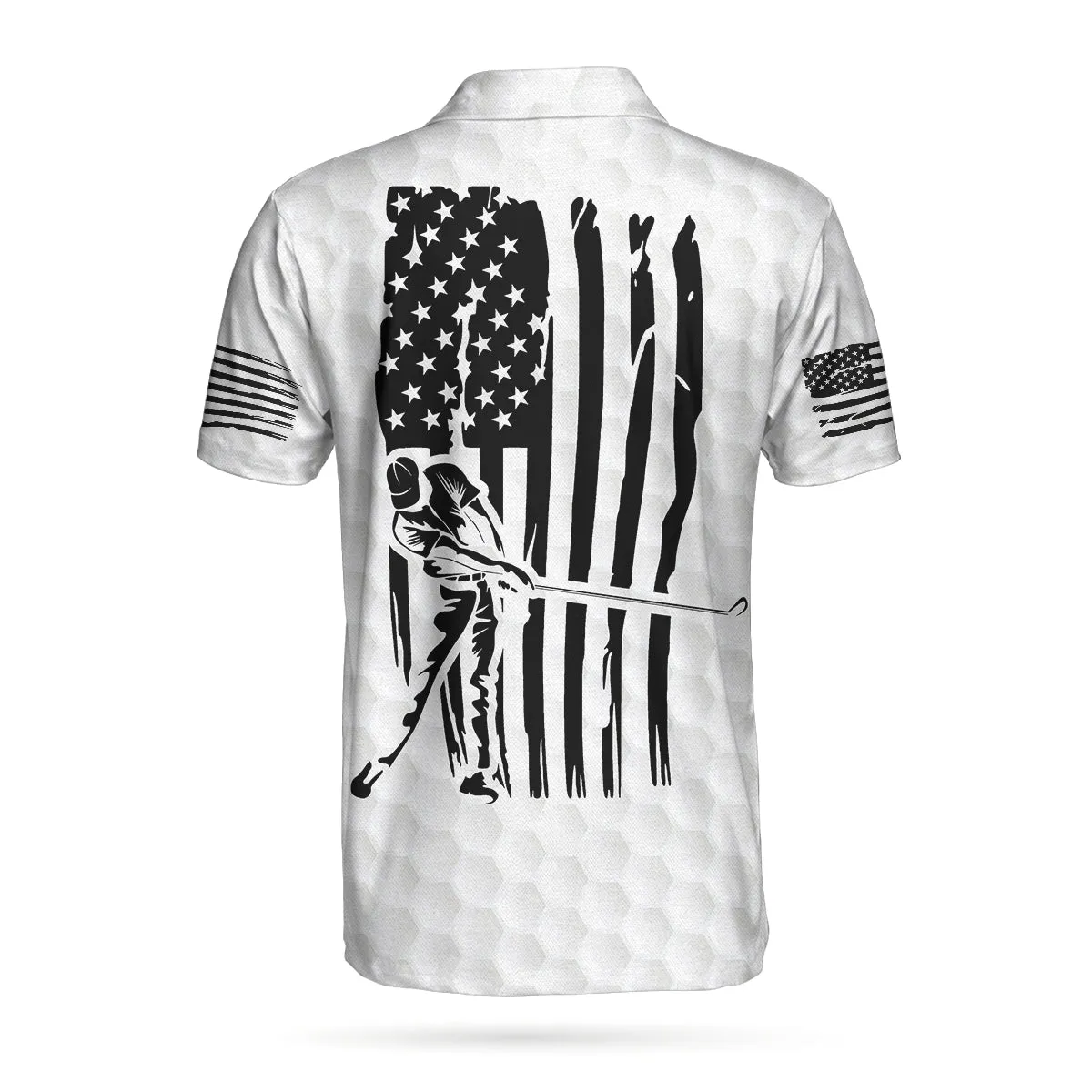 Just Swing It American Golfer Polo Shirt, Black And White American Flag Golf Shirt For Men Coolspod