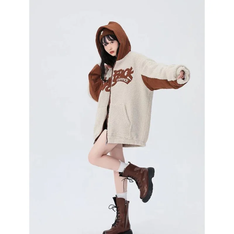 Lamb Wool Warmth Loose Fit Niche Thickened Teddy Jacket