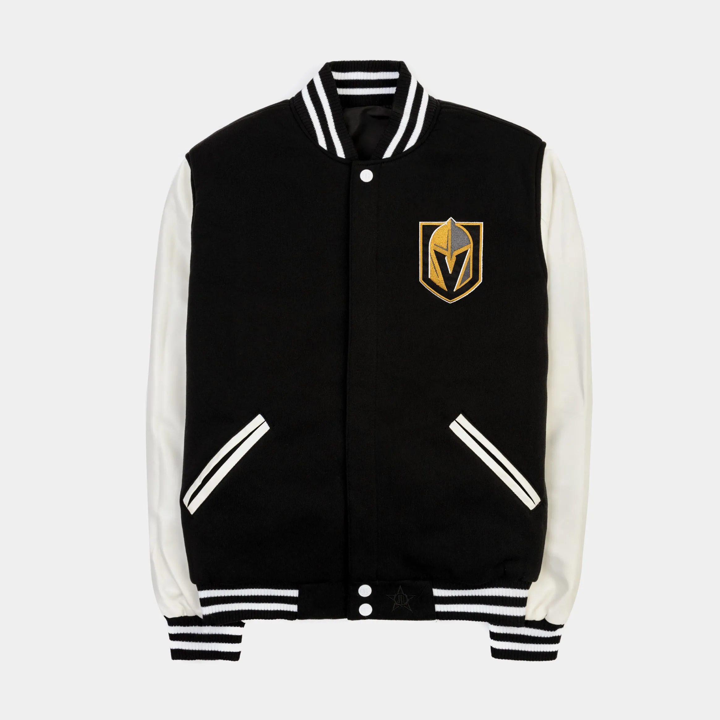 Las Vegas Golden Knights Reversible Letterman Mens Jacket (Black/White)