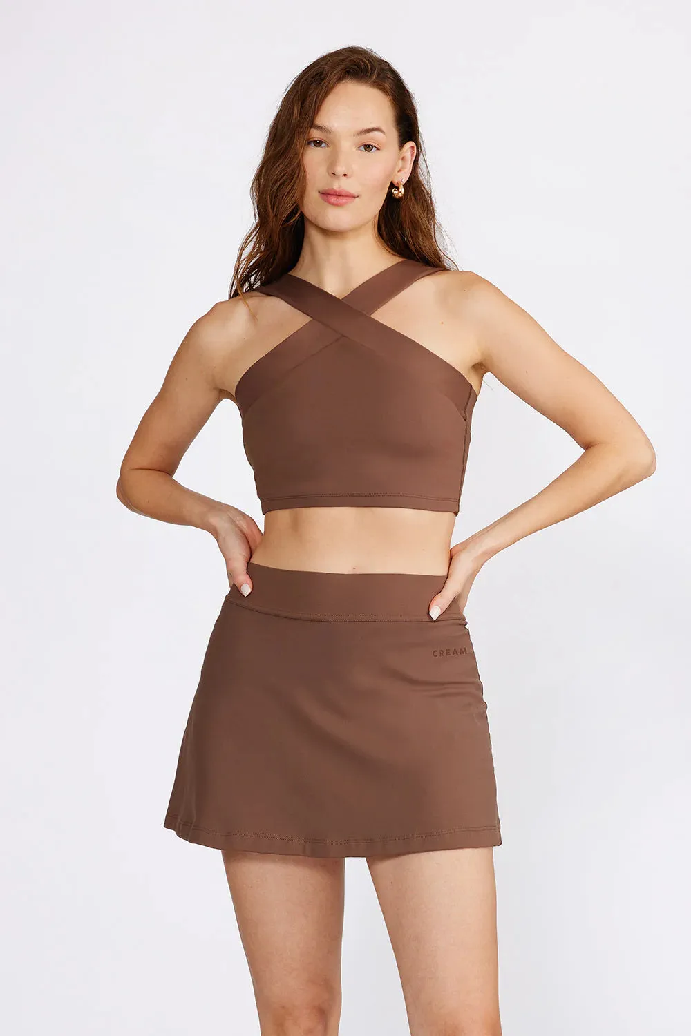 Leah Cross Neck Bra Top (mocha)