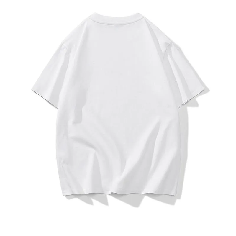 Letter Round Neck Pure Cotton Comfortable Drop Shoulder Loose Fit Short Sleeve Tee