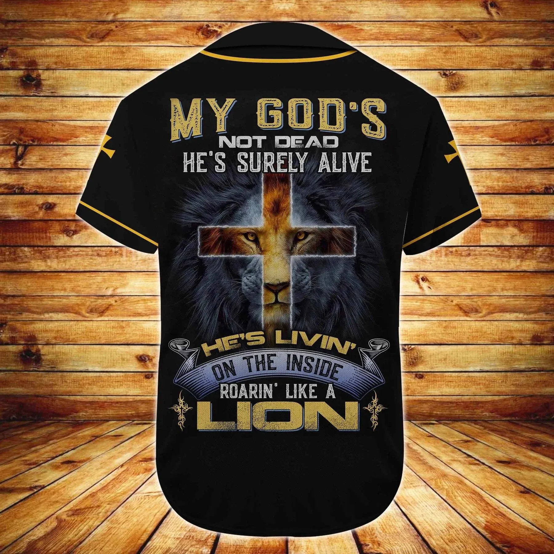 Lion My God's not dead Cross Custom Baseball Jersey - Personalized Jesus Baseball Jersey For Men and Women