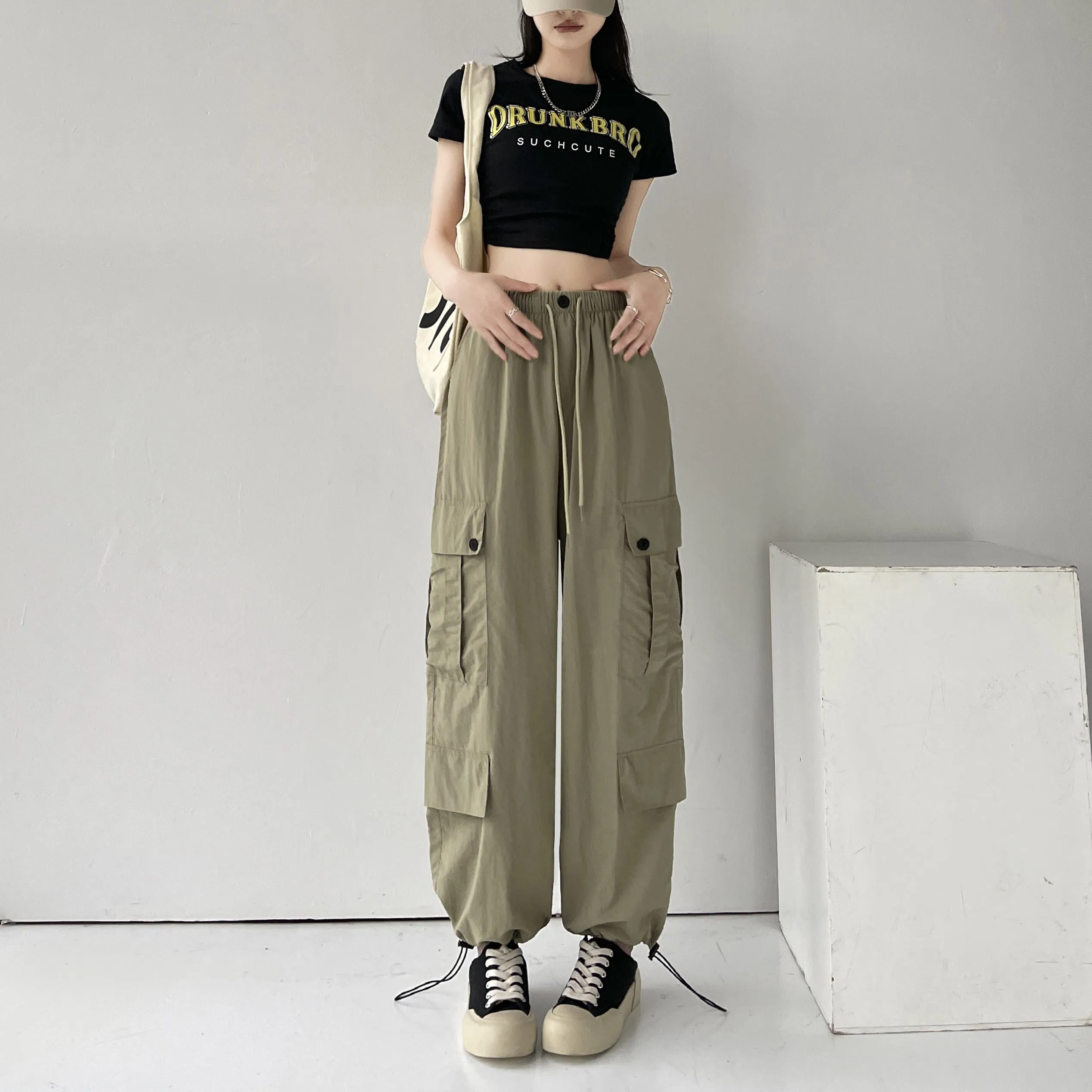 Loose Fit Casual Classic Multi-Pocket Trendy Pants