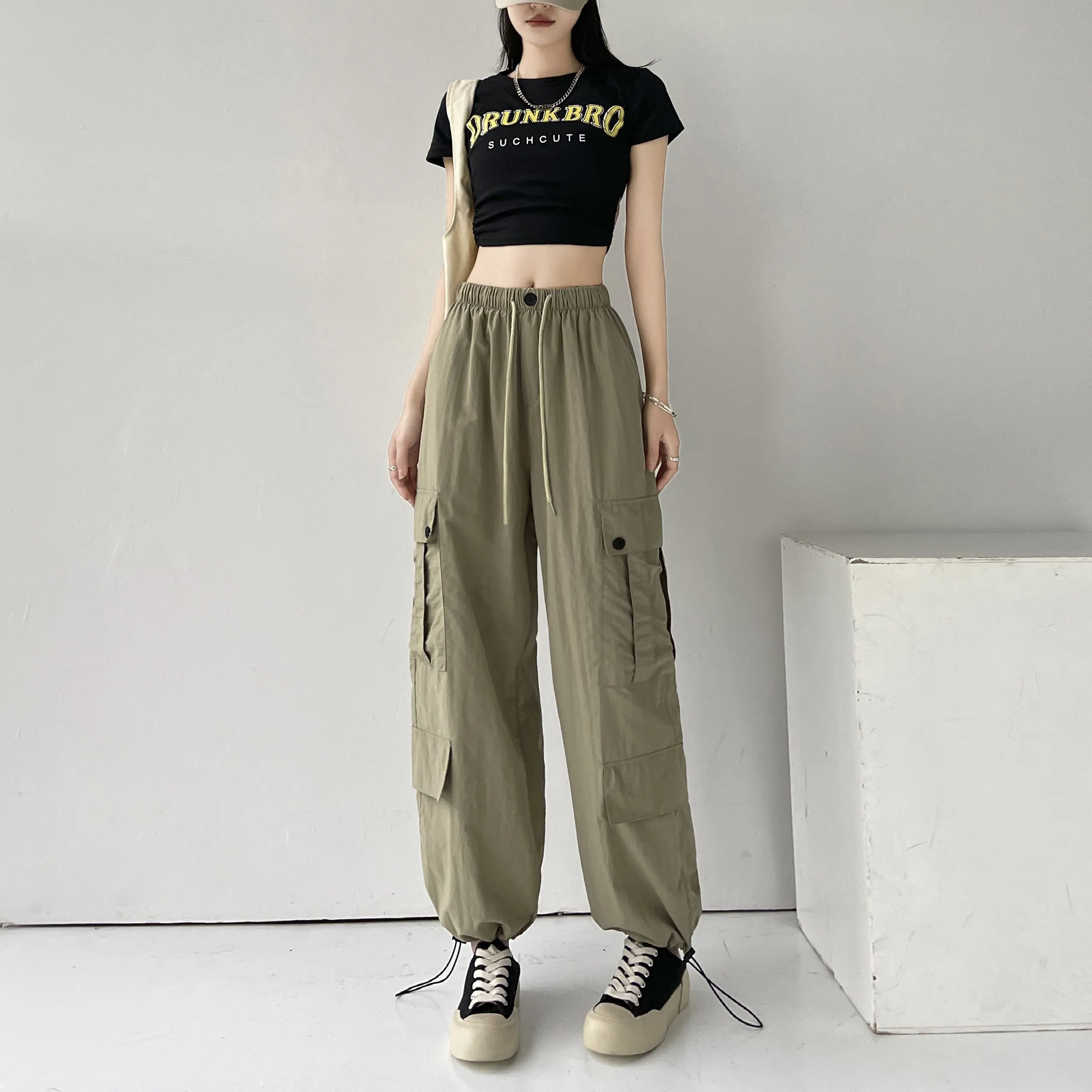 Loose Fit Casual Classic Multi-Pocket Trendy Pants