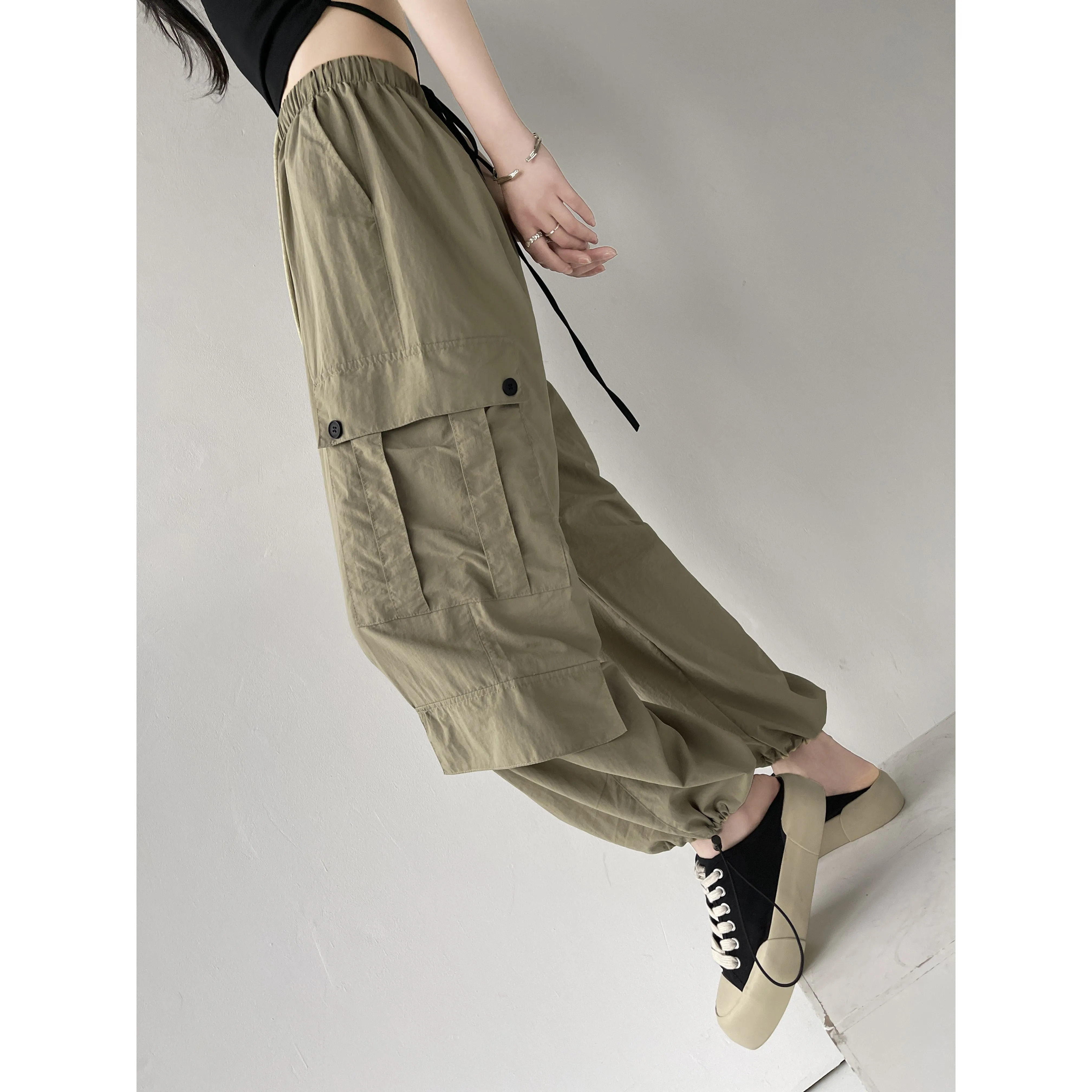 Loose Fit Casual Classic Multi-Pocket Trendy Pants