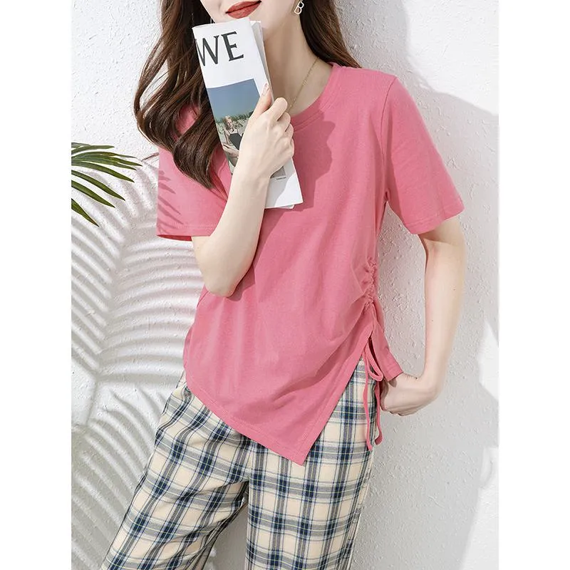 Loose Fit Slimming Plaid Casual High-Waisted Versatile Straight Leg Pants