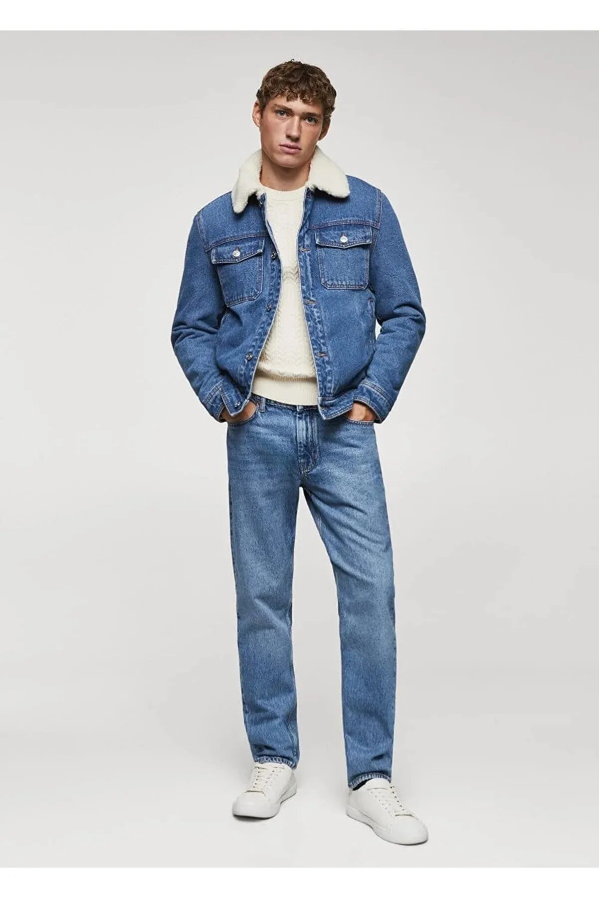 Mango Men's Furry Denim Jacket