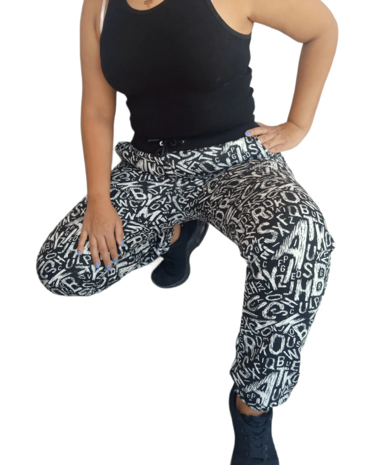 Melton Women Pants - Black Letters