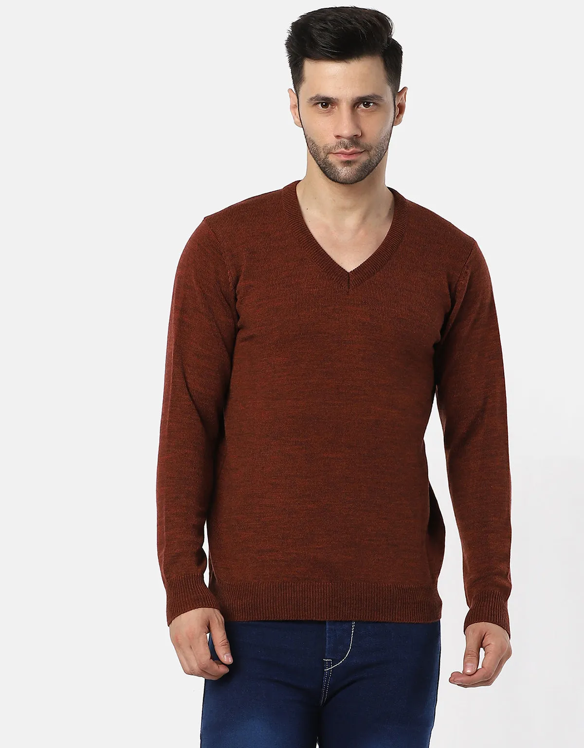 Men Woolen V-Neck Pullover