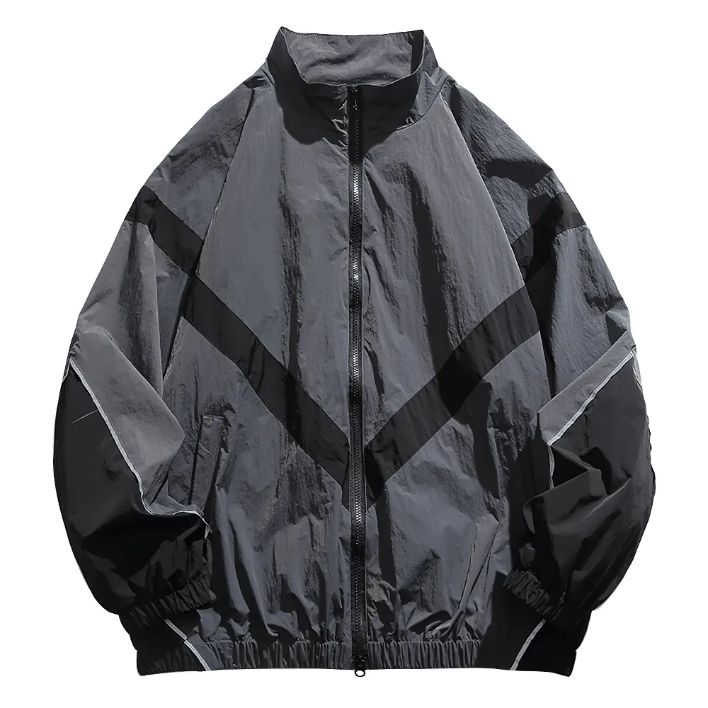 Men's Reflective Strip Patchwork Nylon Jacket - SF2269