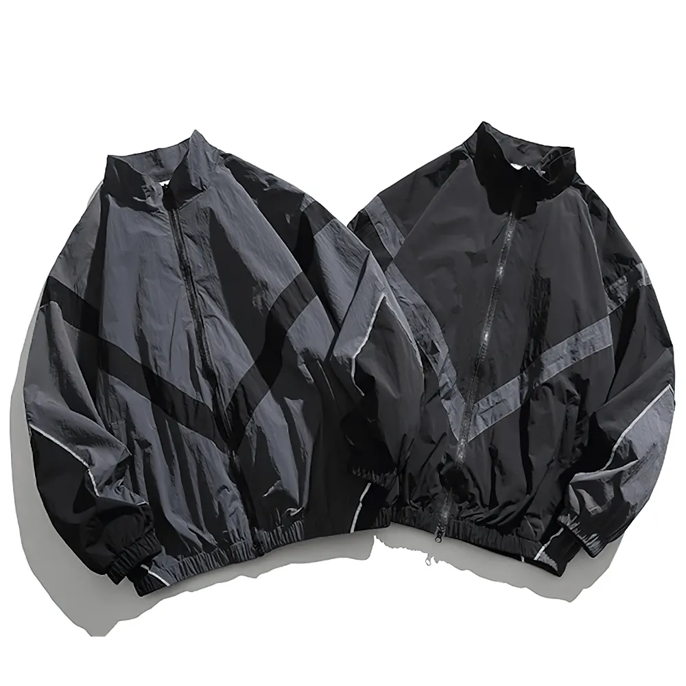 Men's Reflective Strip Patchwork Nylon Jacket - SF2269