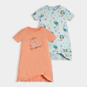 Mermazing Baby Girl Multicolor Night Gown Pack of 2