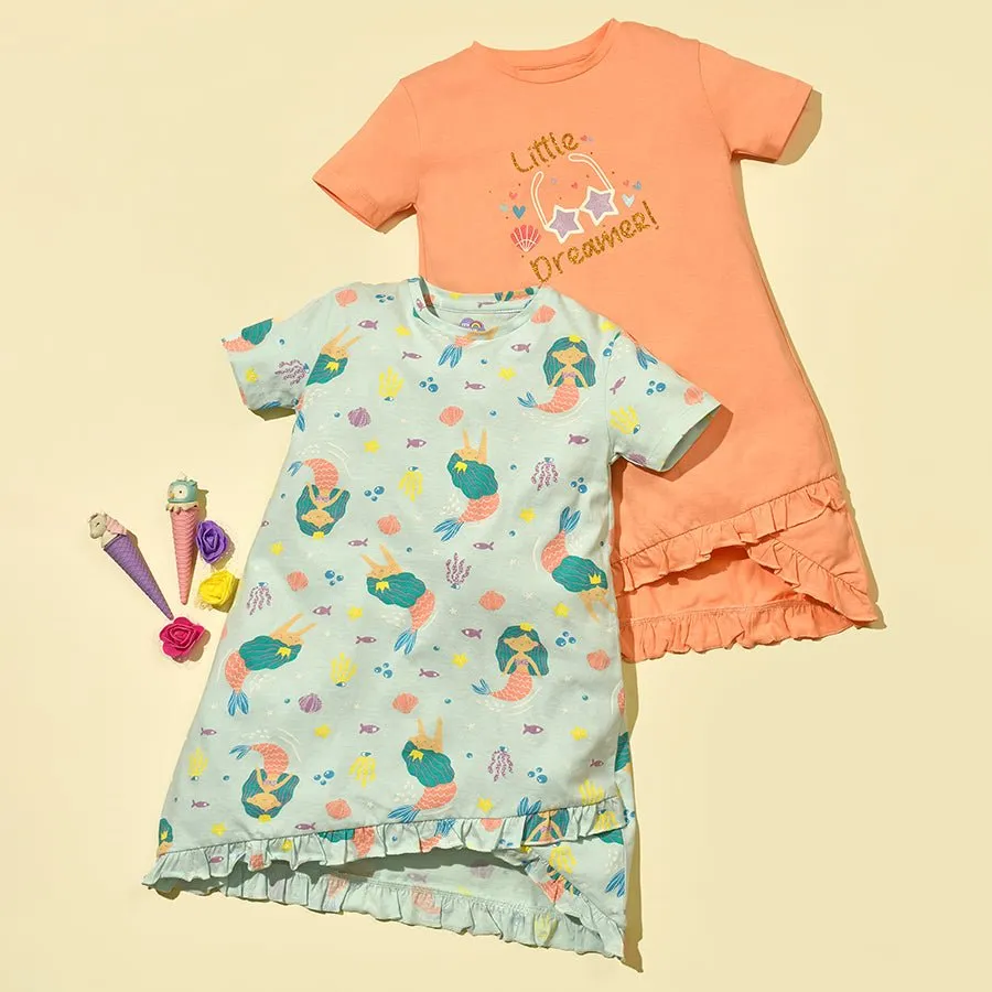 Mermazing Baby Girl Multicolor Night Gown Pack of 2