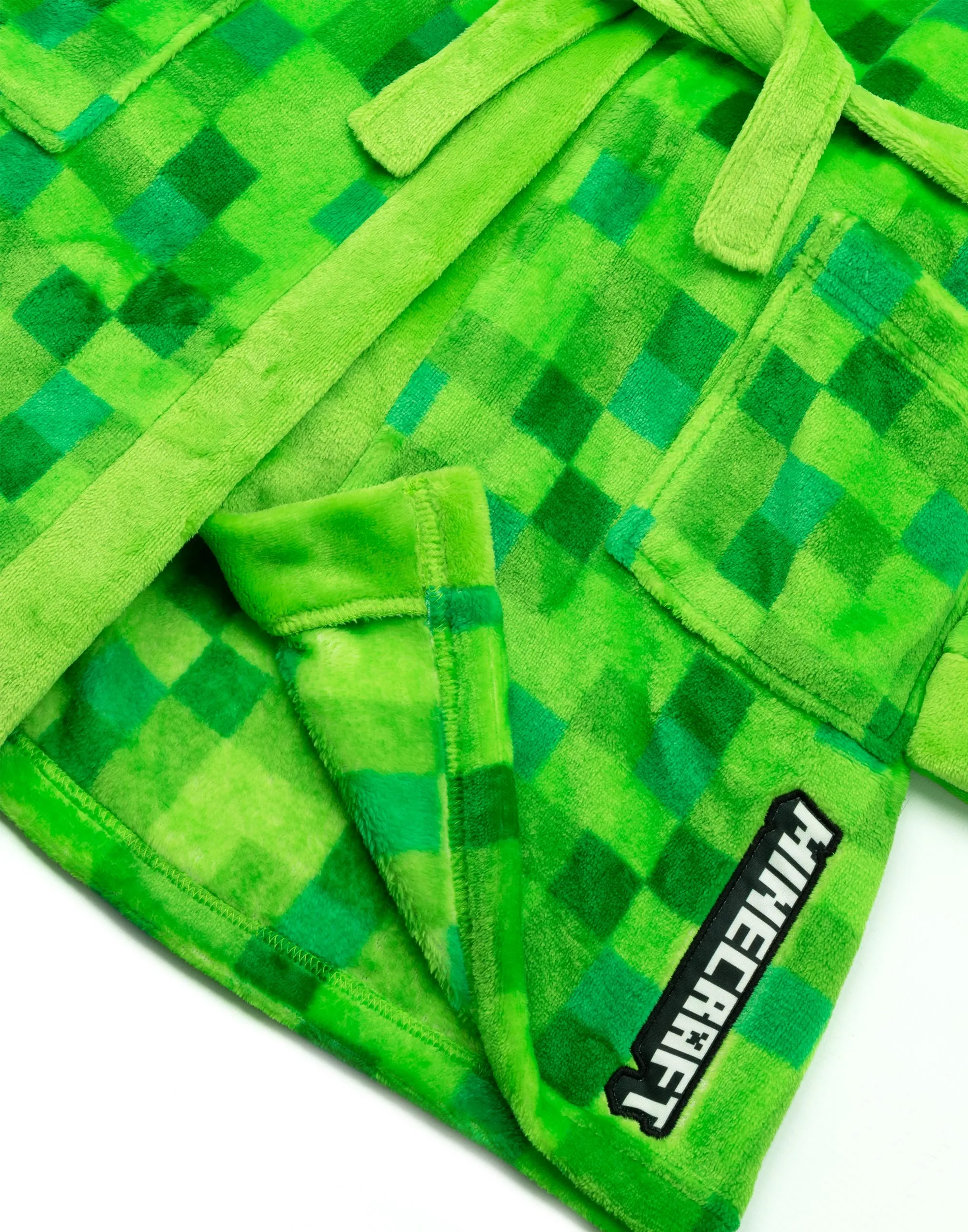 Minecraft Pixel Creeper Novelty Print Unisex Kids Green Bathrobe