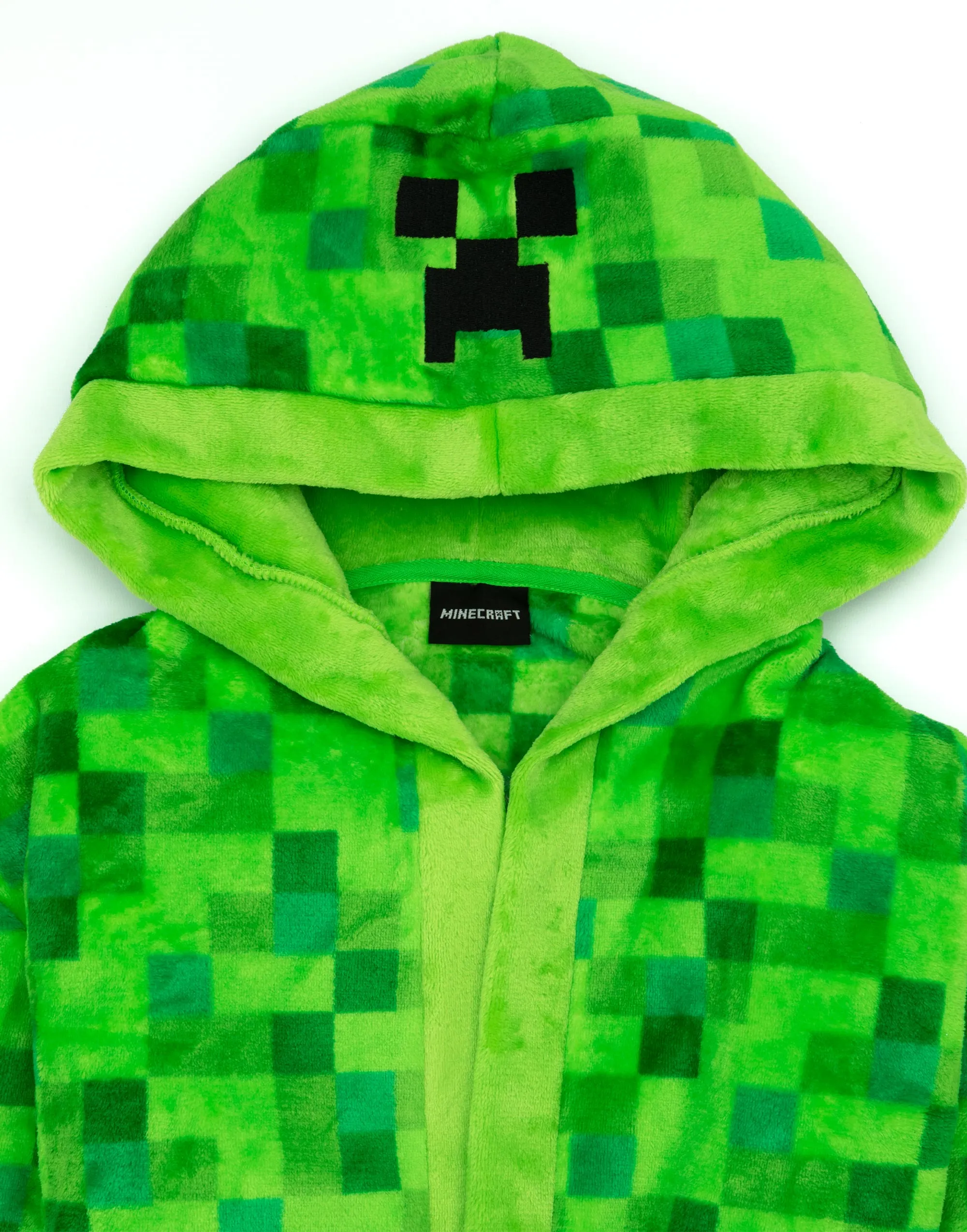 Minecraft Pixel Creeper Novelty Print Unisex Kids Green Bathrobe