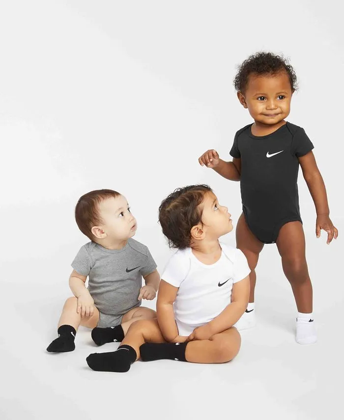 Mini Me Essential bodysuit for boys and girls, 3 pcs. Nike, gray