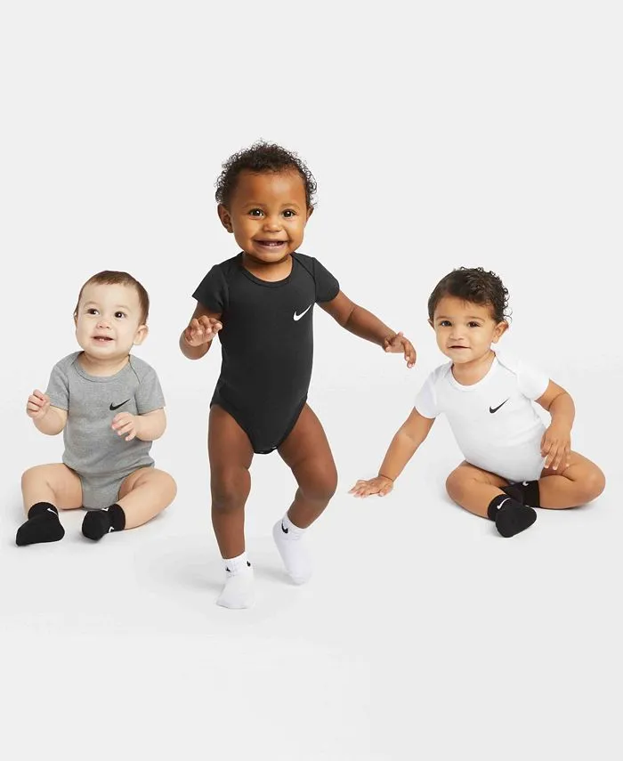 Mini Me Essential bodysuit for boys and girls, 3 pcs. Nike, gray