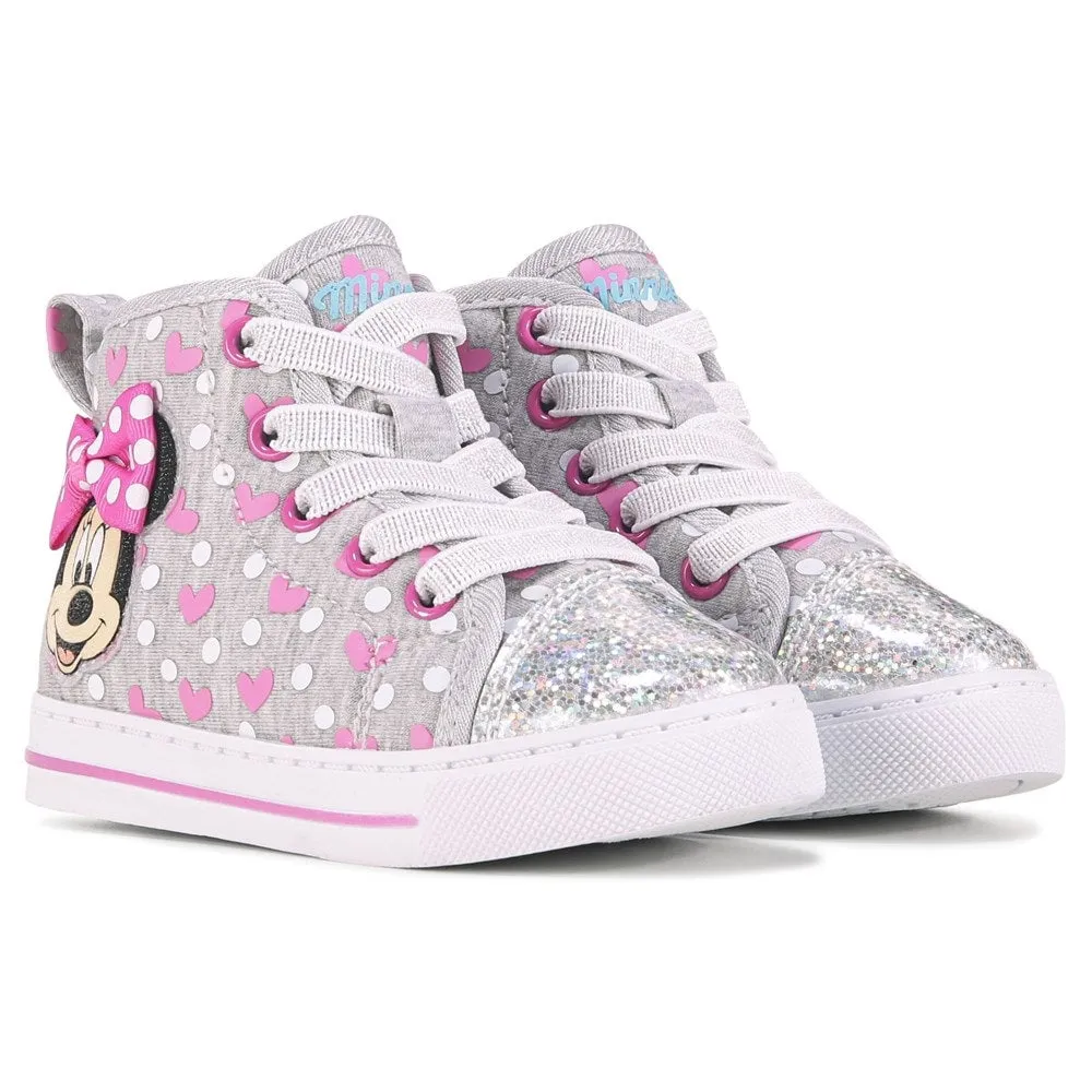 Minnie Mouse Children's High Top Sneakers for Toddlers/Little Children, Gray