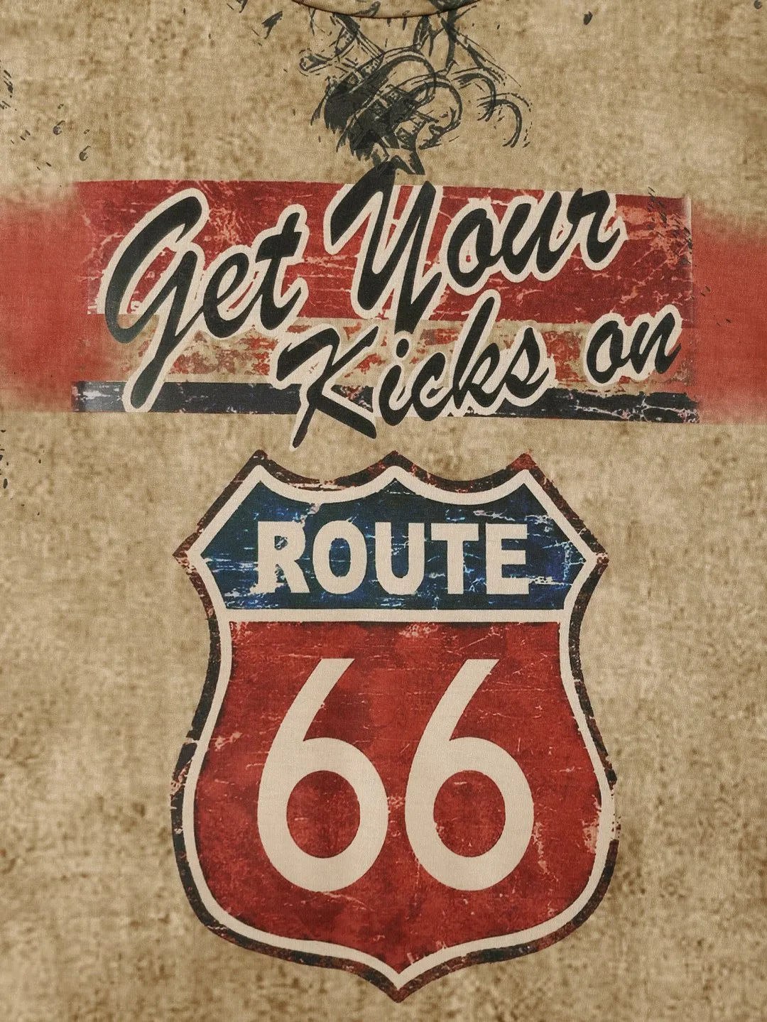 Motorcycle Print T-Shirt Route 66