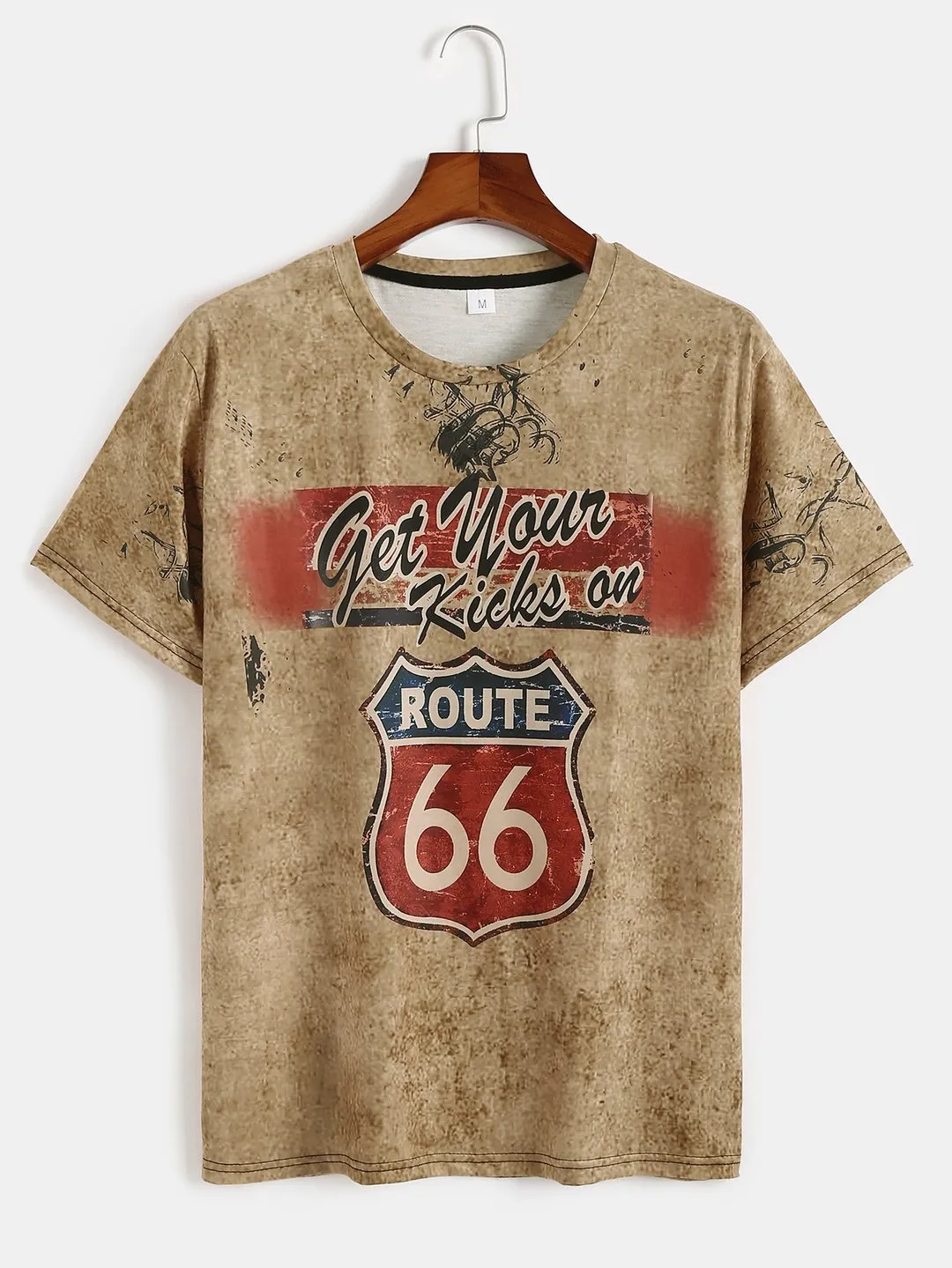 Motorcycle Print T-Shirt Route 66