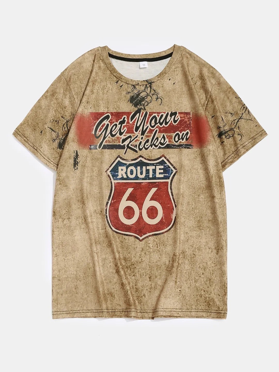 Motorcycle Print T-Shirt Route 66