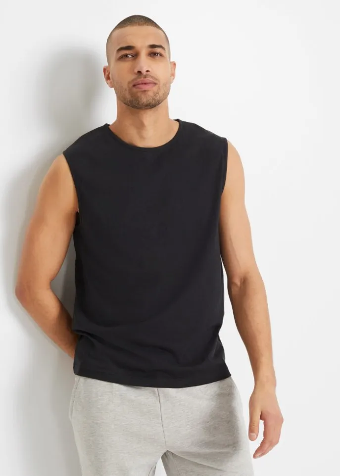 Muscle shirt (3 pieces) Bpc Bonprix Collection, black