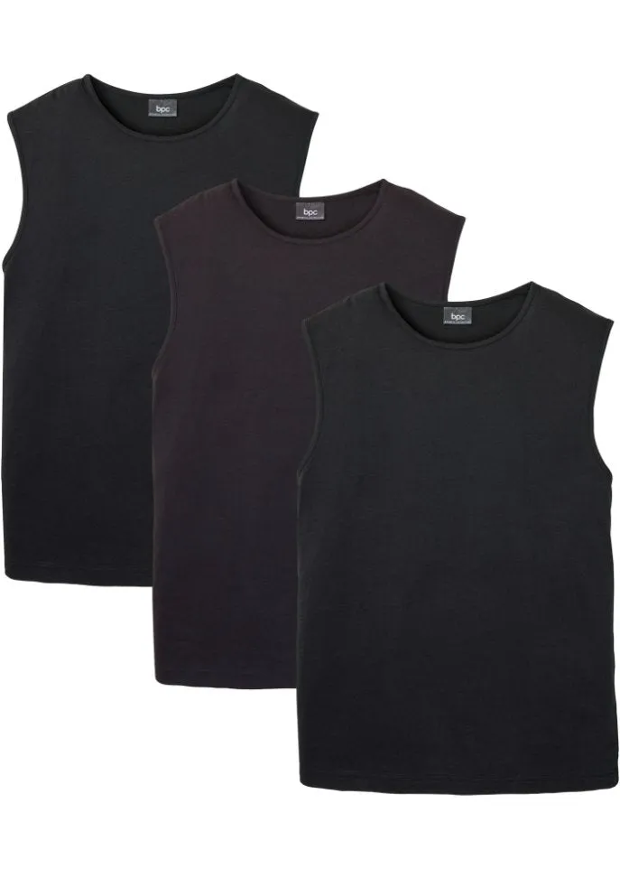 Muscle shirt (3 pieces) Bpc Bonprix Collection, black