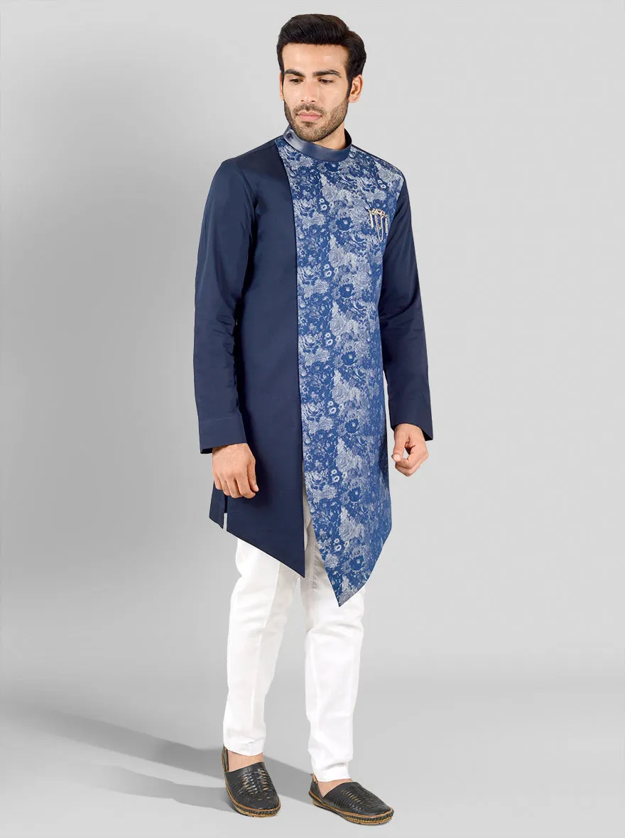 Navy Blue & Cobalt Kurta | Azania