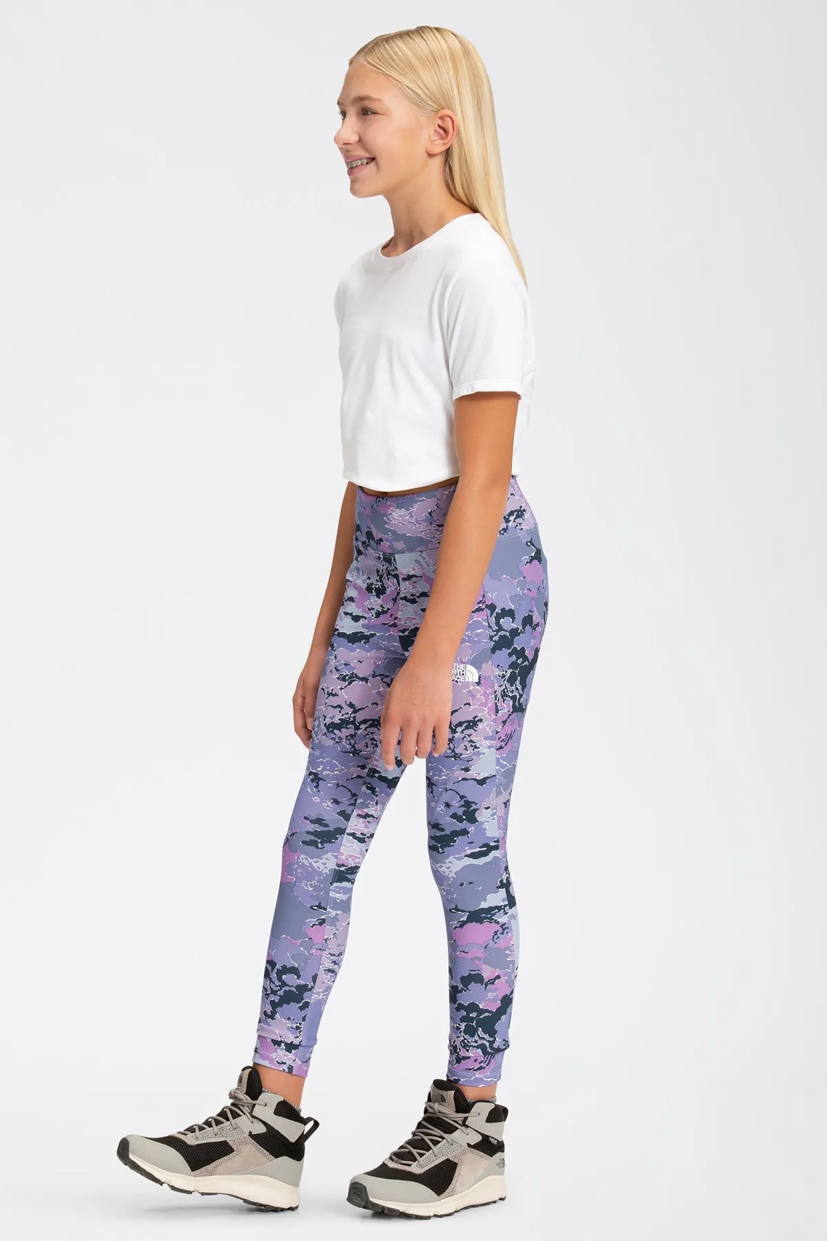 North Face On Mountain Girls Leggings - Sweet Lavender Camo (Size 4/5 left)