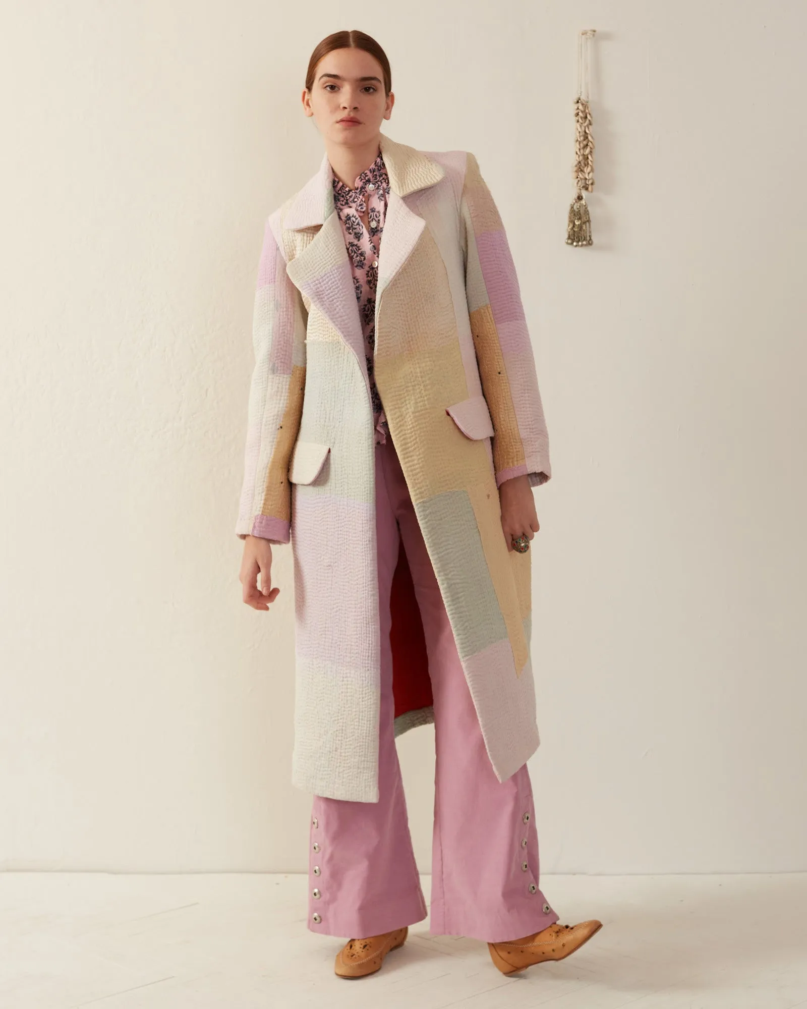 Officer Pastel Patchwork Kantha Coat