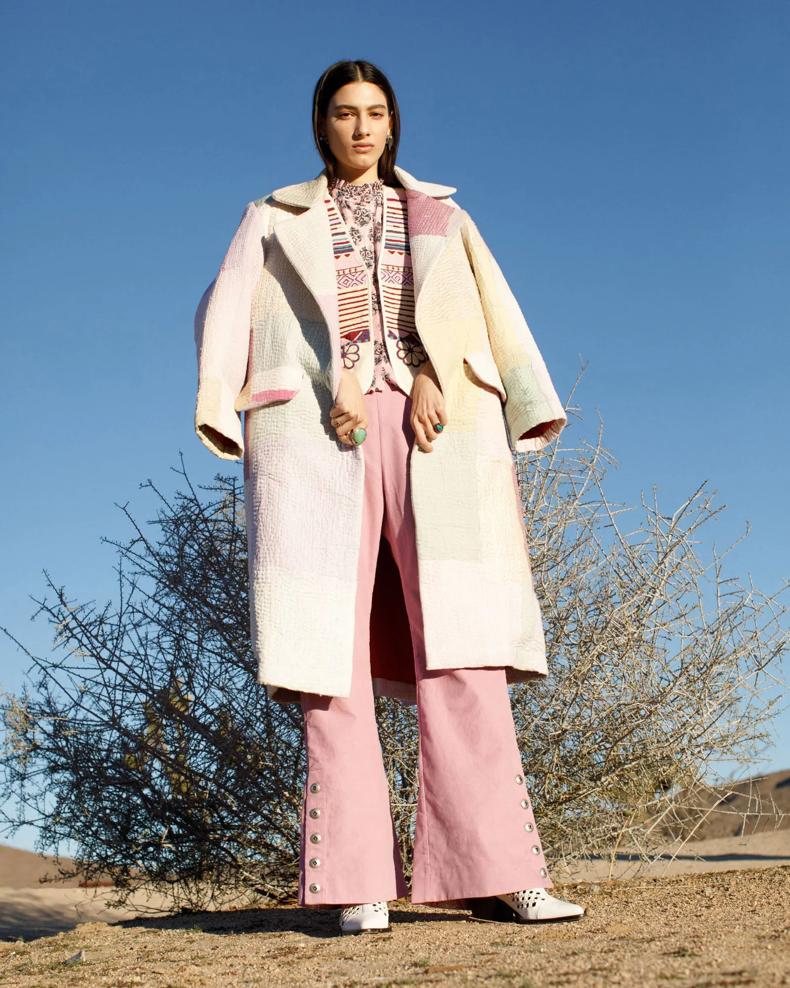 Officer Pastel Patchwork Kantha Coat