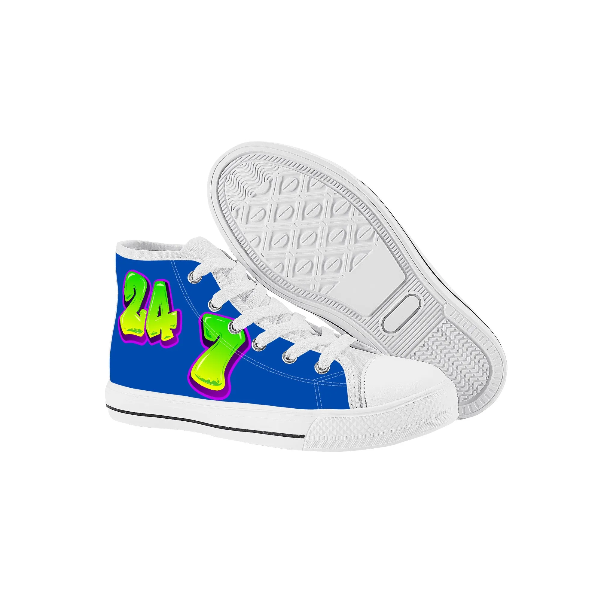 Personalize Graffiti Style Letters-Kids High Top Canvas Shoes