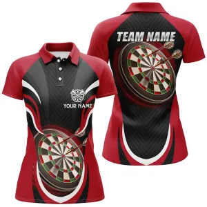 Personalized Black Red Darts Polo Shirt Custom Cool Dart Shirt For Women Love Dart