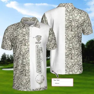 Personalized Dollar Golf Custom Polo Shirt, Dollar Bill Pattern Polo Shirt, Cool Golf Shirt For Men Coolspod