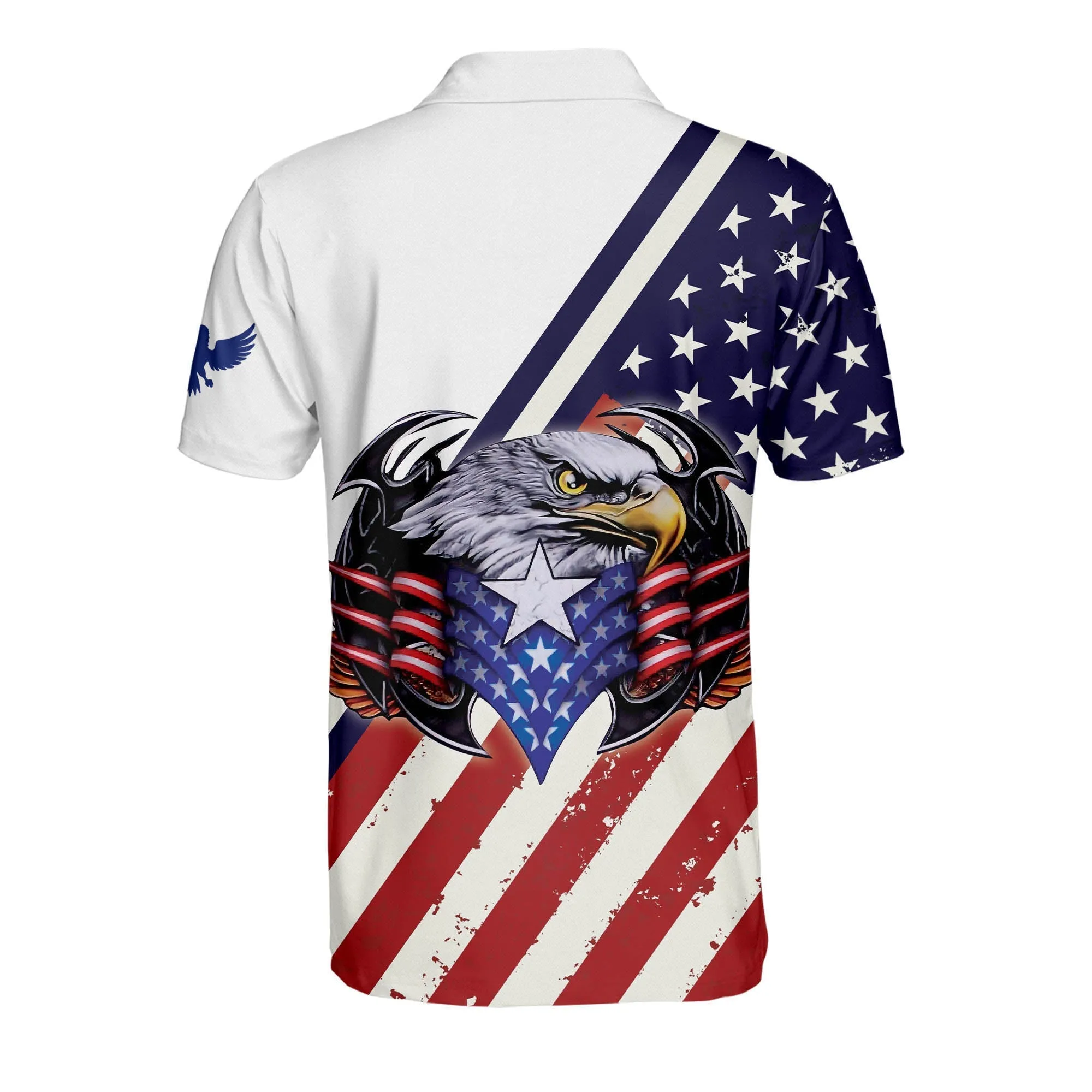 Personalized Name Eagle US Flag Patriotic Polo Shirt, Flag Shirt, Independence Shirt