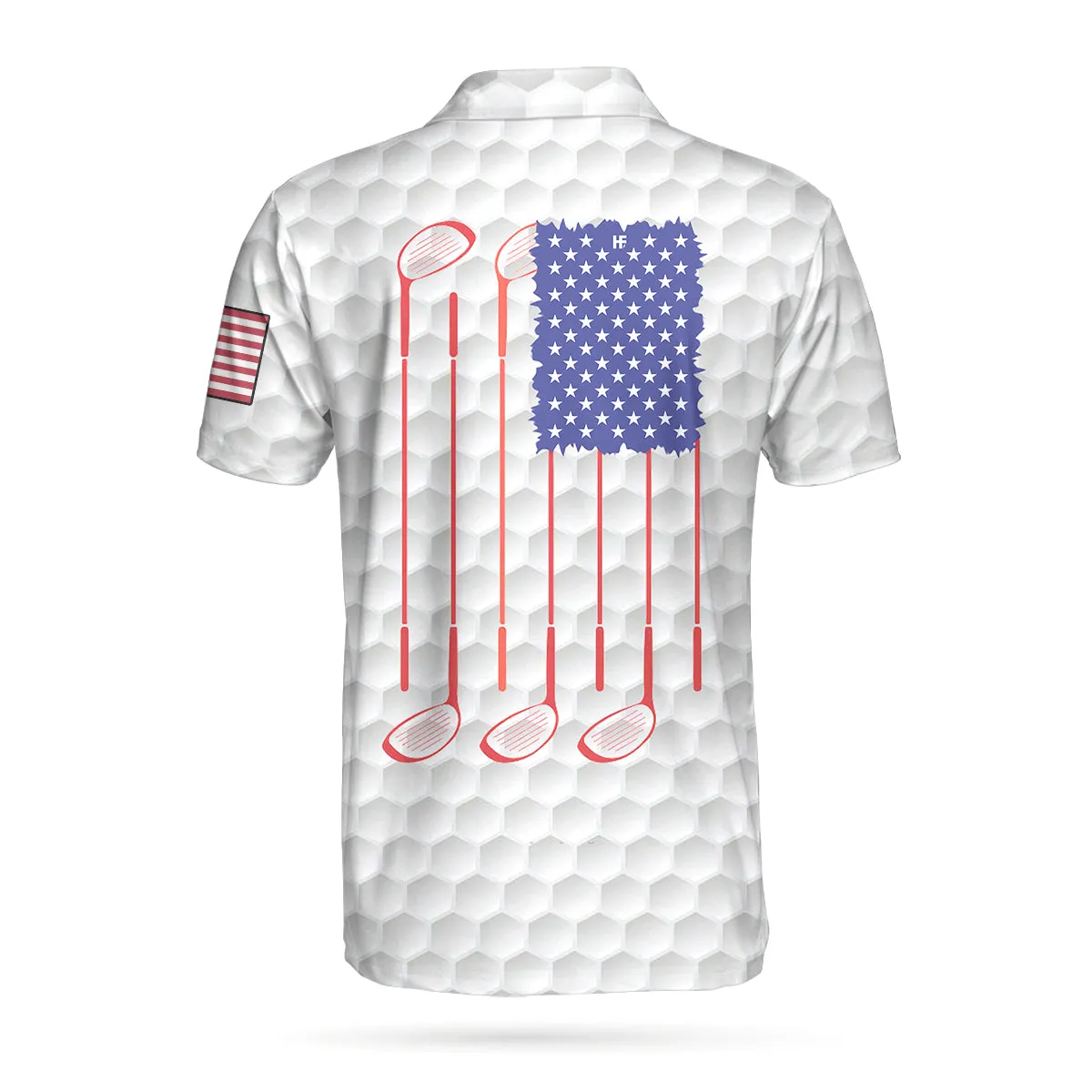 Personalized White American Flag Golf Shirt For Men, 4Th Of July Polo Shirt For Golfer Coolspod