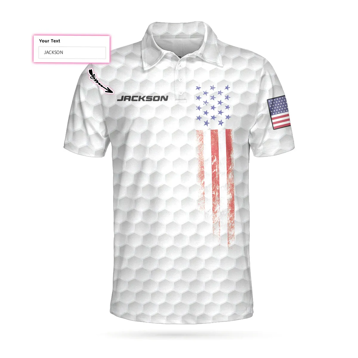 Personalized White American Flag Golf Shirt For Men, 4Th Of July Polo Shirt For Golfer Coolspod