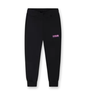 Pink Circles Logo Sweatpants Black