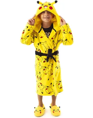 Pokemon Pikachu Kids Pocket Front Bathrobe - Yellow