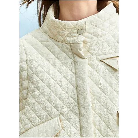 Quilted Cropped Stand-Up Collar Lightweight Puffer Jacket